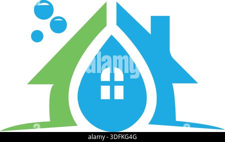 Cleaning Service Business logo design, Eco Friendly Concept for Interior, Home and Building Stock Vector