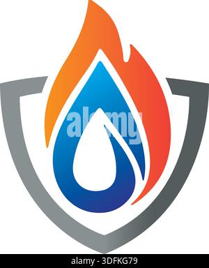 fire logo simple and clean shield logo Stock Vector