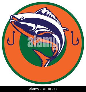 fish on circle nake modern style vector mascot logo design Stock Vector
