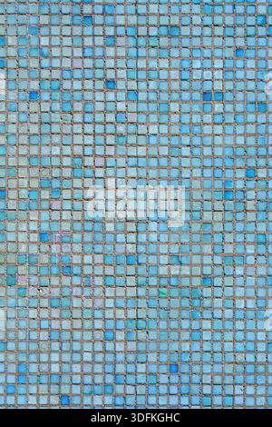 Wall of small blue tiles. Abstract design background. Stock Photo