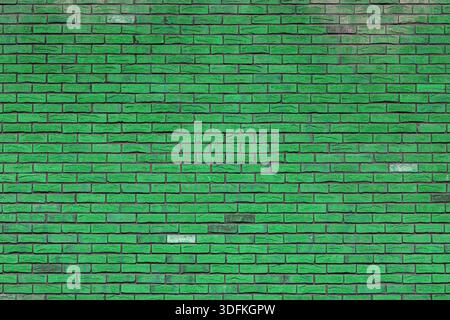 Old green brick wall. Abstract interior background. Stock Photo