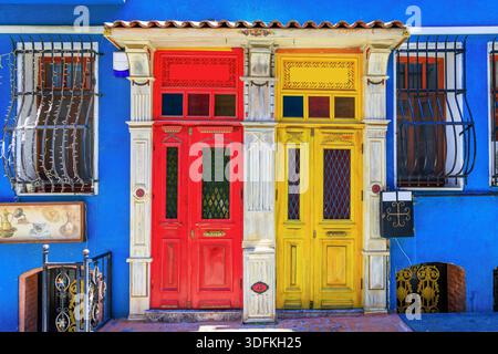 Istanbul Turkey. Balat colourful houses in the historic district. Stock Photo