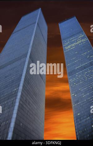 Towers from the World Trade Center in the evening, September 2000