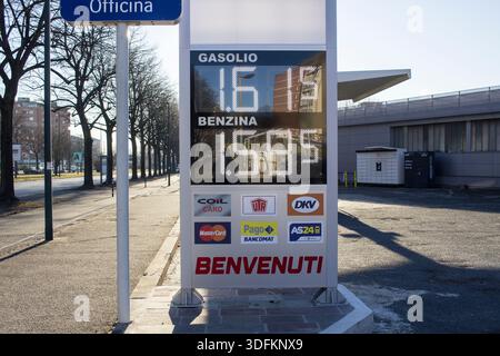 Petrol and diesel prices in Italy at the begin of 2026 Stock Photo