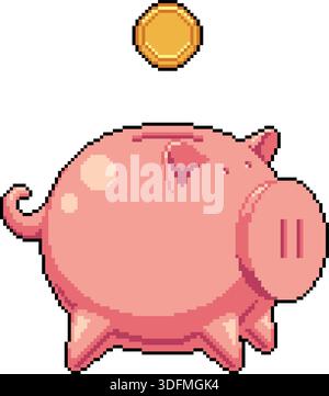 Pixel art Piggy Bank game asset design Stock Vector Image & Art - Alamy