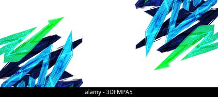 Modern Technology or Sports Background with Blue and Green Abstract Energy Shapes on White Background Stock Vector