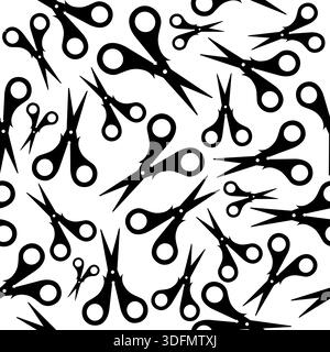 seamless pattern with scissors in flat style. Craft tool on white background for school, sewing, knitting, and handmade projects Stock Vector