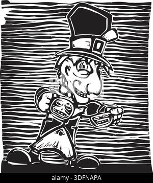 Mad Hatter from from Lewis Carroll's Alice in Wonderland. Stock Vector
