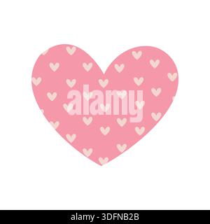 Cute Pink Heart with Small Heart Pattern in Flat Style Stock Vector