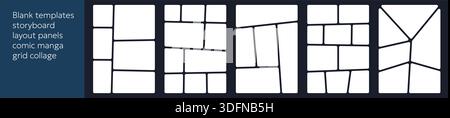 Sketchbook storyboard plan with a black frame grid for comic book episodes. Multi layer manga panel template for anime shot sequences, vertical layouts, and creative design sketches. Stock Vector