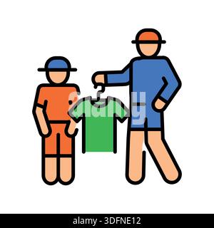 hand me down clothes black line icon for digital and print projects. Minimal clean icons for apps and websites. Modern simple icons for UI UX and bran Stock Vector