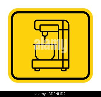 This illustration features a stand mixer icon on a vibrant yellow background, perfect for culinary projects or kitchen-related designs, showcasing coo Stock Vector