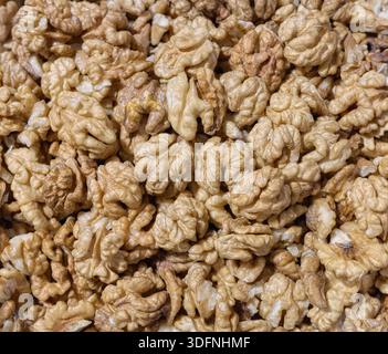 Close up of fresh walnuts, selective focus. Stock Photo