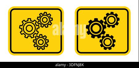 This image features a set of two yellow gear icons perfect for engineering and mechanical design. Ideal for illustrating processes in technology and i Stock Vector