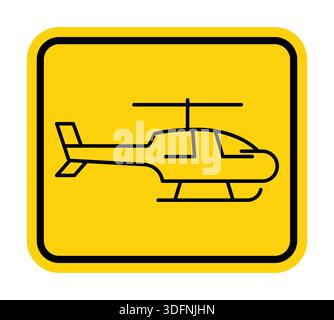 Vector yellow helicopter with pilot icon. Air transport front view for ...