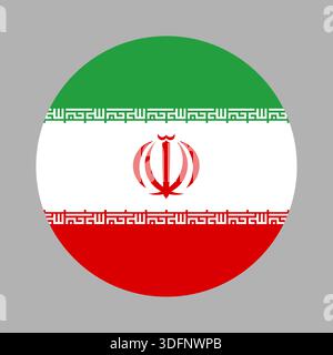National Flag of Iran circle icon. Iran flag round symbol. Button, banner, badge. National sign of Iran. Stock Vector