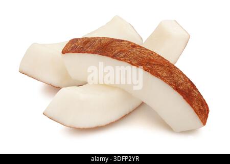 sliced coconut path isolated on white Stock Photo