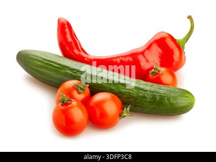 mixed vegetables path isolated on white Stock Photo
