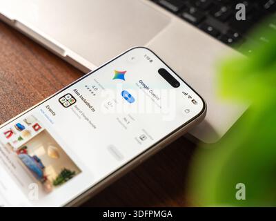 Google Gemini logo is displayed on the screen of a smartphone, in Bangalore, India, on January 14, 2026 Stock Photo