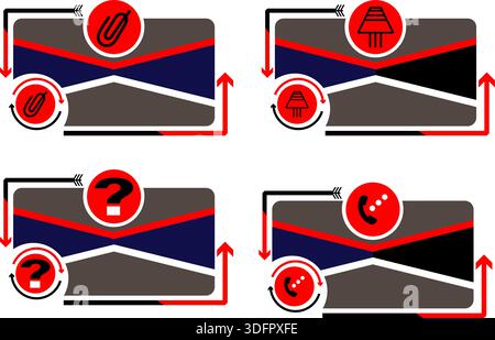 Payment card warning and alert interface designs with red accent elements Stock Vector