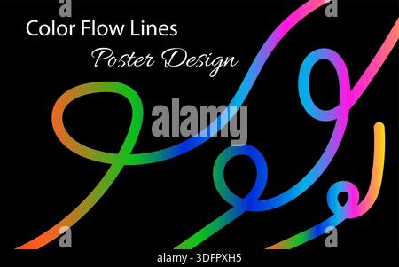 Colorful flowing line poster background with smooth abstract motion Stock Vector