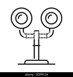 Railroad and railway icon of signal lights for train and subway metro, vector symbol. Railroad or railway line pictogram of traffic lights or semaphore signals for subway or metro underground and tram Stock Vector