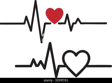 Medical Heartbeat Pulse Line and Heart Icon Mockup Stock Vector