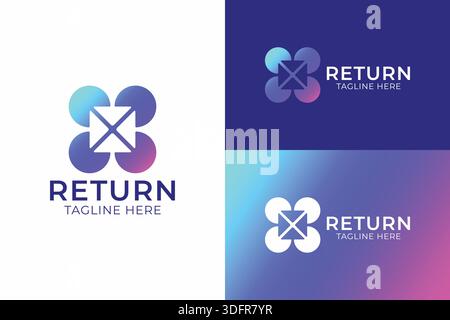 4 Circle and Box to be Arrow at Center Logo Concept Business Modern Technology Stock Vector