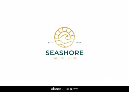 Wave Ocean Seashore Beach Logo Badge Icon Symbol Concept Stock Vector