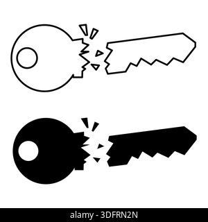 Broken key outline. Broken key sign. flat style. Stock Photo