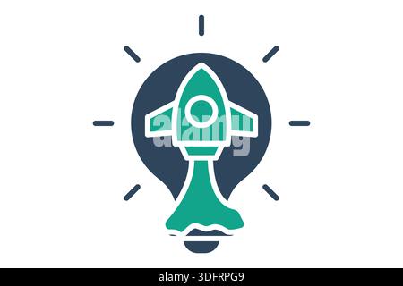 Launching icon. solid icon style. icon related to launching idea. creativity elements vector illustration Stock Vector