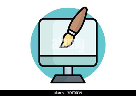 Creation icon. colored outline icon style. icon related to digital creation. creativity elements vector illustration Stock Vector