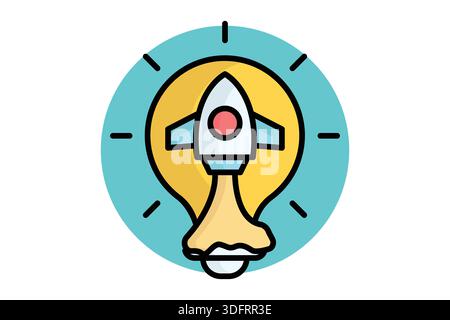 Launching icon. colored outline icon style. icon related to launching idea. creativity elements vector illustration Stock Vector