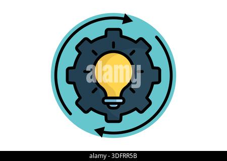 Process icon. colored outline icon style. icon related to creative process. creativity elements vector illustration Stock Vector