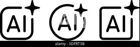 AI star icon set. Artificial intelligence symbol. Digital AI robot sign. Magic star icon. Smart assistant sign. Modern graphic design element. Vector Stock Vector