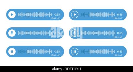 Collection of sound or audio wave icon. Soundwave, social media message, voice assistant, audio waves and frequency symbols for music player, podcasts Stock Vector