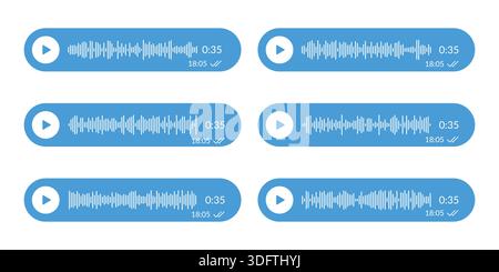 Collection of sound or audio wave icon. Soundwave, social media message, voice assistant, audio waves and frequency symbols for music player, podcasts Stock Vector