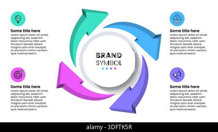 Infographic template with icons and 4 options or steps. Arrows. Can be used for workflow layout, diagram, banner, webdesign. Vector illustration Stock Vector