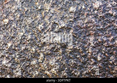 Black asphalt texture background with rough granular surface detail close up showing grainy road material pattern abstract dark gray color pavement de Stock Photo