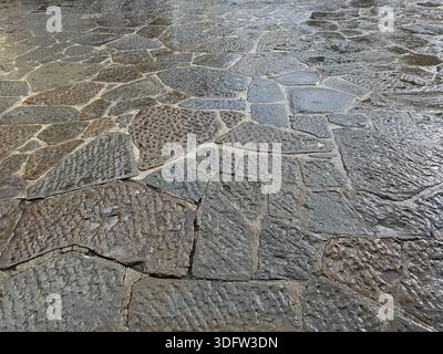Wet stone pavement texture background Stock Photo