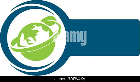 logo Earth Globe Green Leaves Nature vector logo Stock Vector