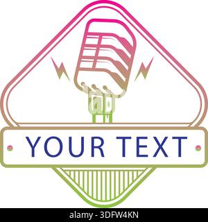 new microphone logo design business studio song logo singer logo design Stock Vector