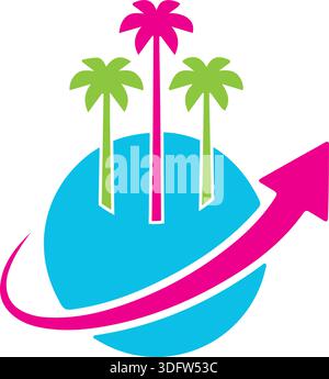 Three tree Low Poly and Beach logo design, Vector design concept pro Vector Stock Vector