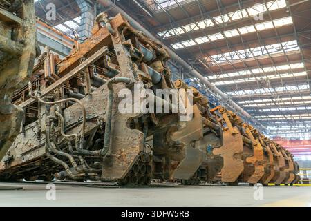 Close up photo of cast iron components in the production workshop of a steel plant Stock Photo