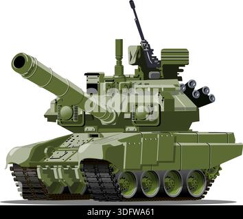 Cartoon modern armored tank. Available EPS-10 vector format separated by groups and layers with transparency effects for one-click repaint Stock Vector