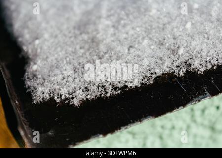Macro photos of snowflakes and snowflakes close up Stock Photo