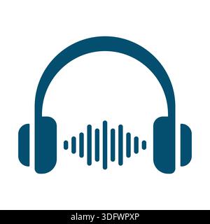 Minimalist Headphones icon with sound waves vector stock illustration Stock Vector