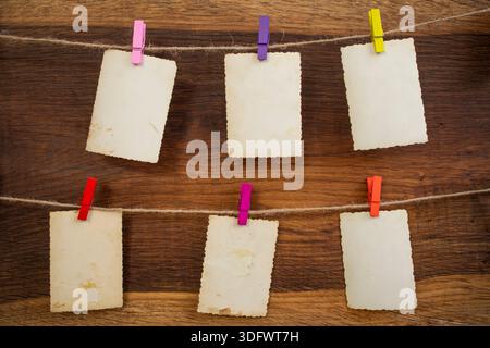 Stack old photos with blank copy space , isolated on white background. abstract textured backdrop Stock Photo