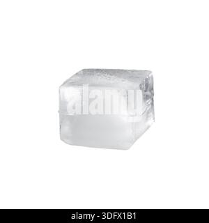 Studio shot of an authentic ice cube with frozen water on white background Stock Photo