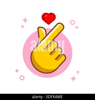 Kpop Finger Heart Gesture Cute Korean Hand Sign Illustration Stock ...